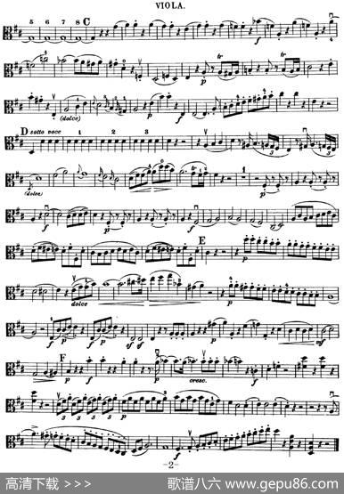 Mozart《QuartetNo.21inDMajor,K.575》（Viola分谱）