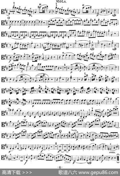 Mozart《QuartetNo.21inDMajor,K.575》（Viola分谱）