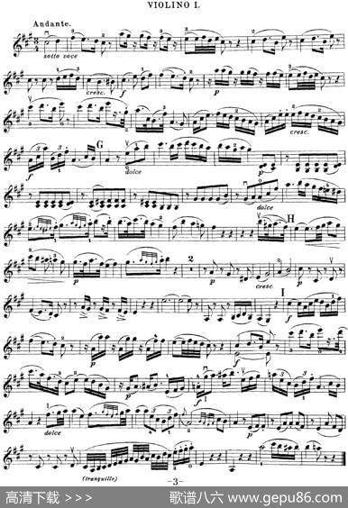 Mozart《QuartetNo.21inDMajor,K.575》（Violin1分谱）