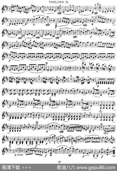 Mozart《QuartetNo.21inDMajor,K.575》（Violin2分谱）