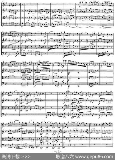 Mozart《QuartetNo.22inBbMajor，K.589》（总谱）