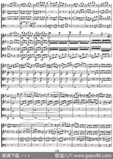 Mozart《QuartetNo.22inBbMajor，K.589》（总谱）