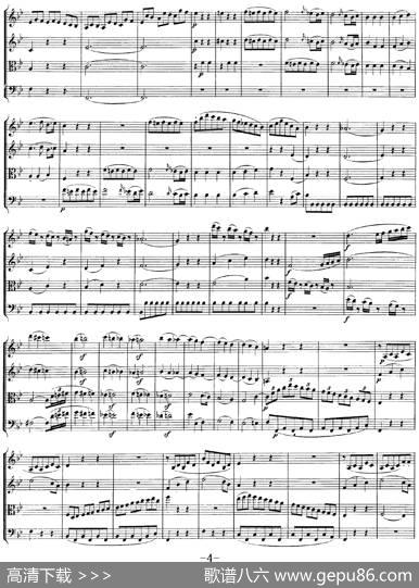 Mozart《QuartetNo.22inBbMajor，K.589》（总谱）