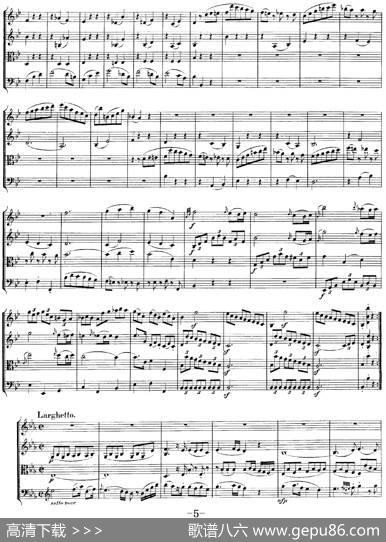 Mozart《QuartetNo.22inBbMajor，K.589》（总谱）