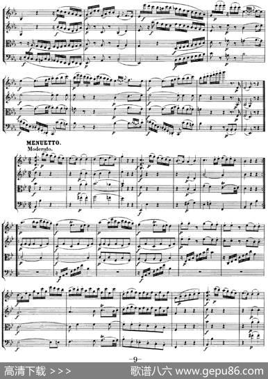 Mozart《QuartetNo.22inBbMajor，K.589》（总谱）