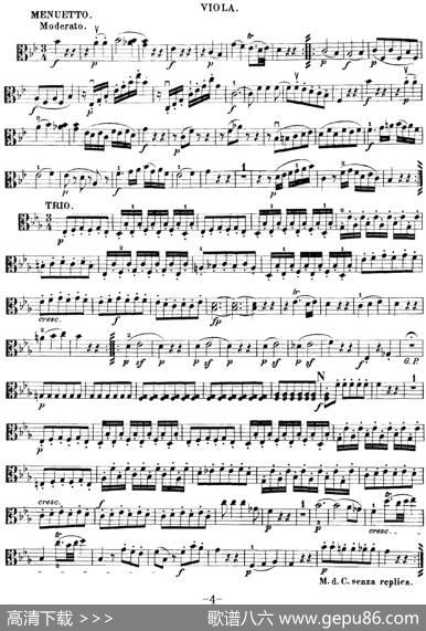 Mozart《QuartetNo.22inBbMajor，K.589》（Viola分谱）