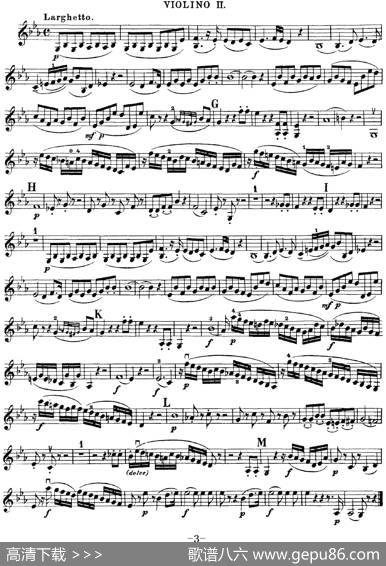 Mozart《QuartetNo.22inBbMajor，K.589》（Violin2分谱）