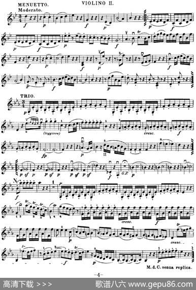Mozart《QuartetNo.22inBbMajor，K.589》（Violin2分谱）