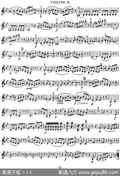 Mozart《QuartetNo.22inBbMajor，K.589》（Violin2分谱）