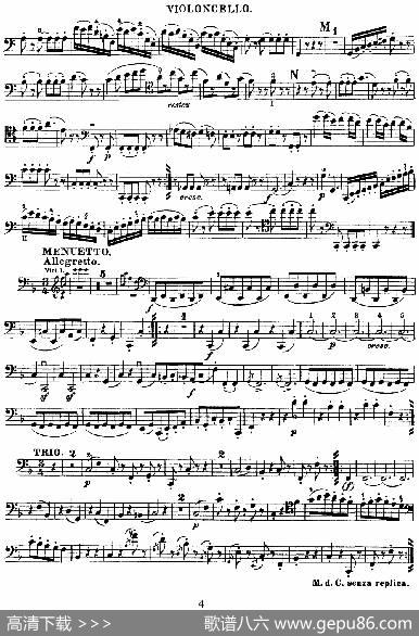 Mozart《QuartetNo.23inFMajor，K.590》（Cello分谱）