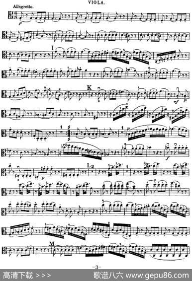 Mozart《QuartetNo.23inFMajor，K.590》（Viola分谱）