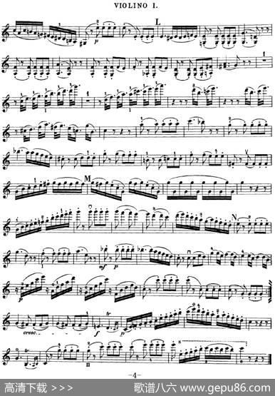 Mozart《QuartetNo.23inFMajor，K.590》（Violin1分谱）