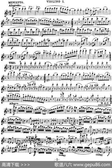 Mozart《QuartetNo.23inFMajor，K.590》（Violin1分谱）
