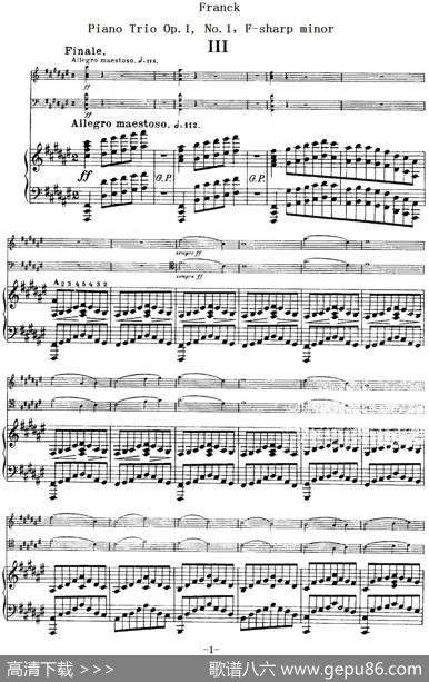 Franck《PianoTrioOp.1No.1，F-sharpminor》（Ⅲ、小提琴+大提琴+钢琴伴奏）