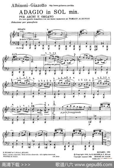 AdagioinGminor（g小调柔板）|Albinoni,Tomaso阿尔宾诺尼
