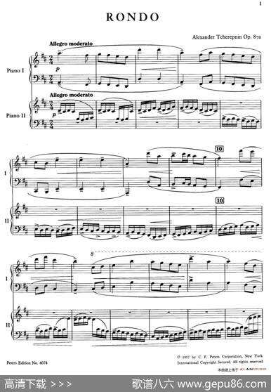 RondoinDMajorOp.87a（D大调回旋曲·双钢琴）|亚历山大·齐尔品（AlexanderTcherepnin）