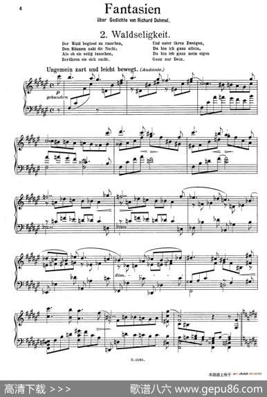 FantasienüberGedichtevonRichardDehmelOp.9（德默尔之诗幻想曲2.幸福的森林）|亚历山大·封·泽姆林斯基(AlexandervonZemlinsky）