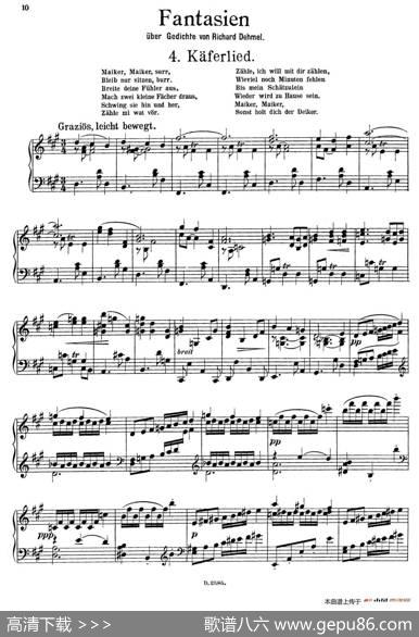 FantasienüberGedichtevonRichardDehmelOp.9（德默尔之诗幻想曲4.甲虫）|亚历山大·封·泽姆林斯基(AlexandervonZemlinsky）