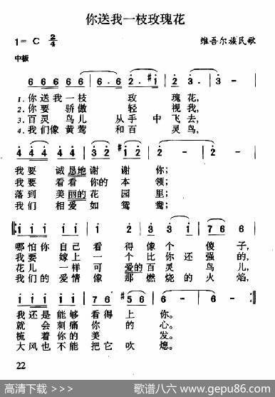 你送我一枝玫瑰花|维吾尔族民歌