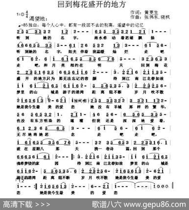 回到梅花盛开的地方 - 黄更生|张伟东晓枫