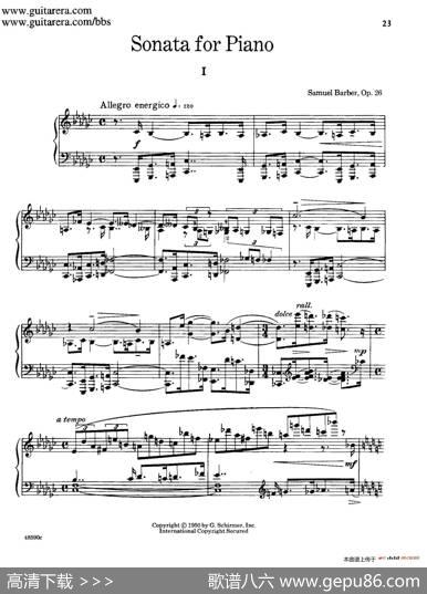 PianoSonataOp.26（钢琴奏鸣曲·第一乐章）|塞谬尔·巴伯(SamuelBarber）