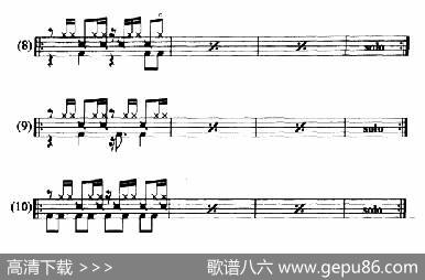 架子鼓瑞根(Ragae)节奏型练习曲谱（10条）
