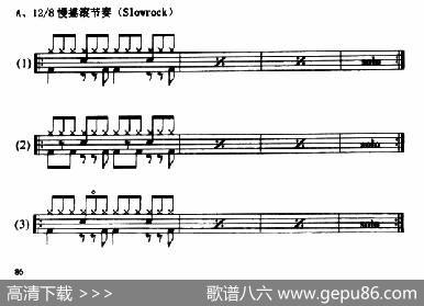 架子鼓128慢摇滚节奏型(Slowrock)练习（6条）