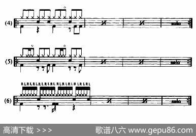 架子鼓128慢摇滚节奏型(Slowrock)练习（6条）