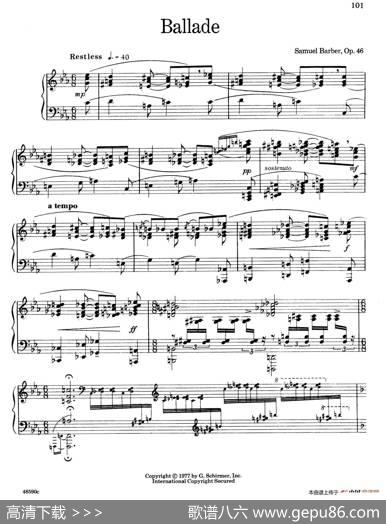 BalladeOp.46（叙事曲）|塞谬尔·巴伯(SamuelBarber）