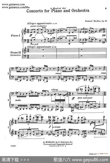 PianoConcertoOp.38（钢琴协奏曲·双钢琴·第一乐章）|塞谬尔·巴伯(SamuelBarber）