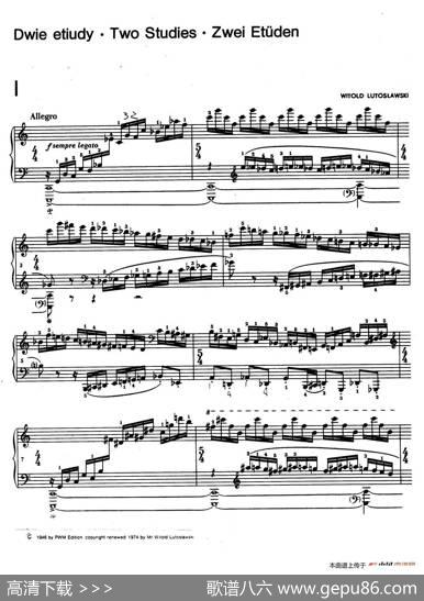 TwoStudies（2首练习曲1.快板）|维托尔德·卢托斯拉夫斯基（WitoldLutoslawski）
