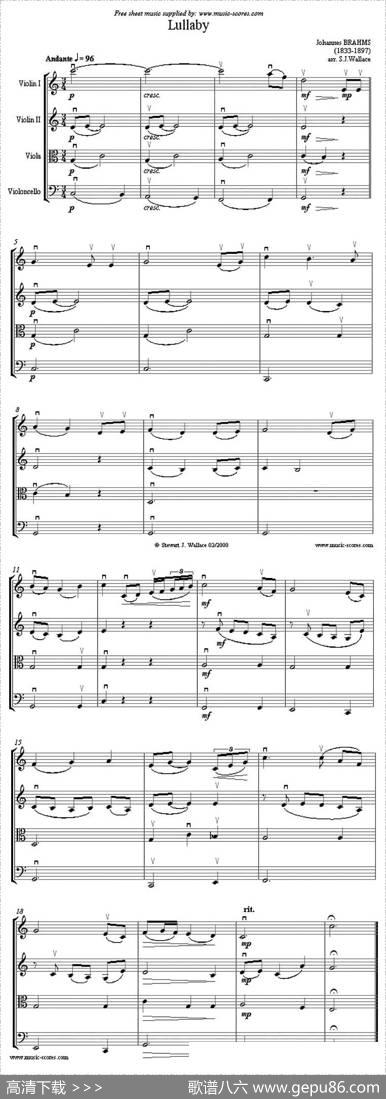 Lullaby（摇篮曲）（弦乐四重奏）