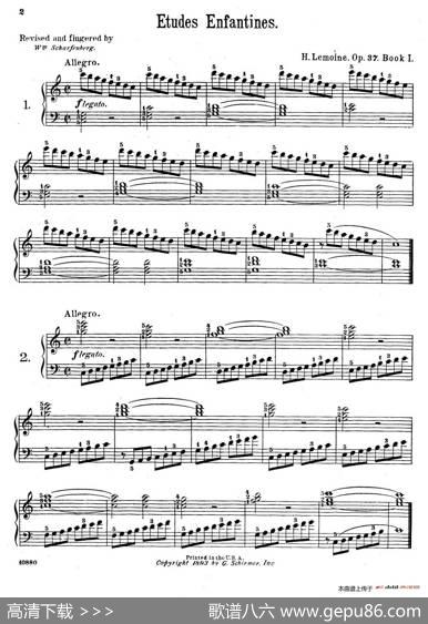 EtudesEnfantinesOp.37（儿童钢琴练习曲第1——6首）|亨利·莱蒙(HenryLemoine)
