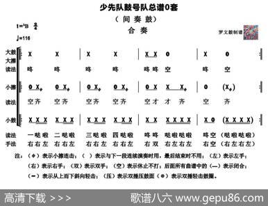 少先队鼓号队总谱（间奏鼓高清版）