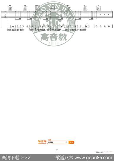 《凌晨三点》吉他谱C调入门版陈硕子高音教编配
