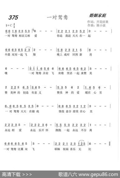 375一对鸳鸯（开花结果词陈小波曲） - 开花结果|陈小波