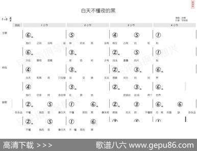 白天不懂夜的黑（简和谱） - 黄桂兰|林隆璇