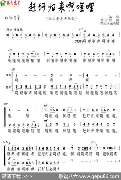 赶圩归来啊哩哩（二声部合唱） - 古笛|黄友异