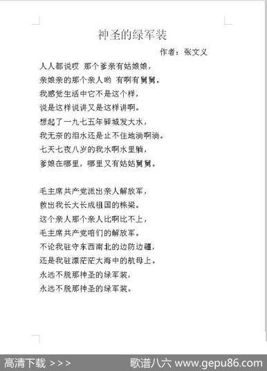神圣的绿军装 - 张文义