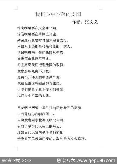 我们心中不落的太阳 - 张文义