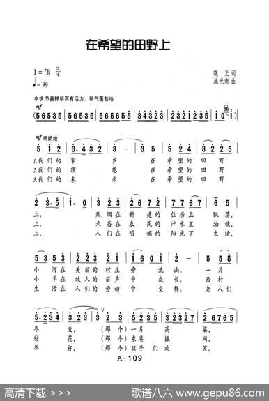 在希望的田野上（老人适用） - 晓光|施光南