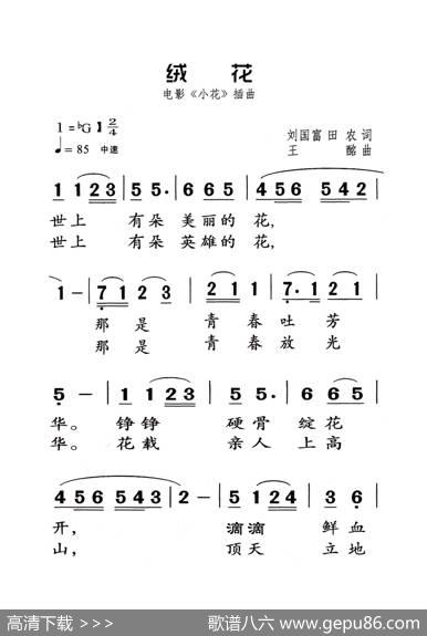绒花（老人适用） - 刘国富、田农|王酩