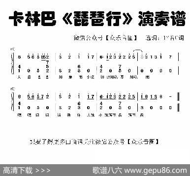 琵琶行（拇指琴卡林巴琴和弦简谱）