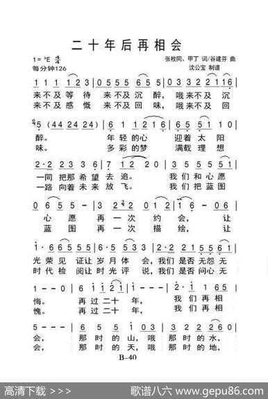 二十年后再相会（老人适用） - 张枚同、甲丁|谷建芬