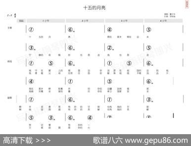 十五的月亮（简和谱） - 石祥|石铁源，徐锡宜