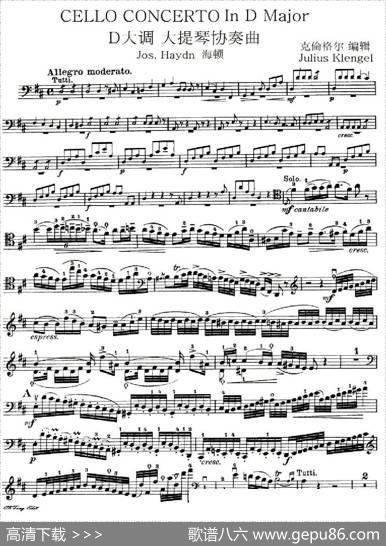 J.HaydnConcertoinDMajor（海顿D大调大提琴协奏曲[大提琴谱]）
