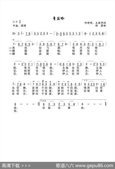 青丝吟（许琦明、王国华词、胡笳曲、晓荣、介平唱） - 许琦明、王国华|胡笳