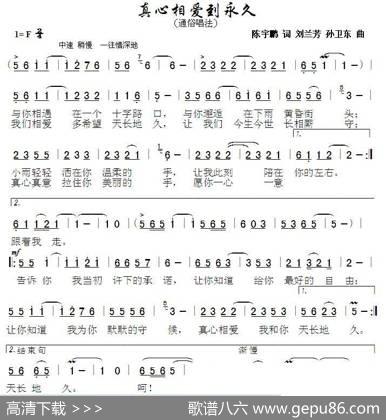 真心相爱到永久（陈宇鹏刘兰芳词孙卫东曲） - 陈宇鹏刘兰芳|孙卫东