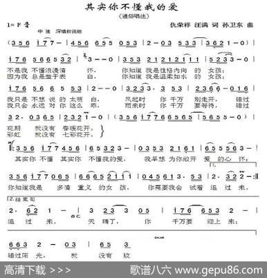 其实你不懂我的爱1（仇荣祥汪满词孙卫东曲） - 仇荣祥汪满|孙卫东