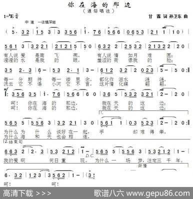 你在海的那边（甘霖词孙卫东曲） - 甘霖|孙卫东